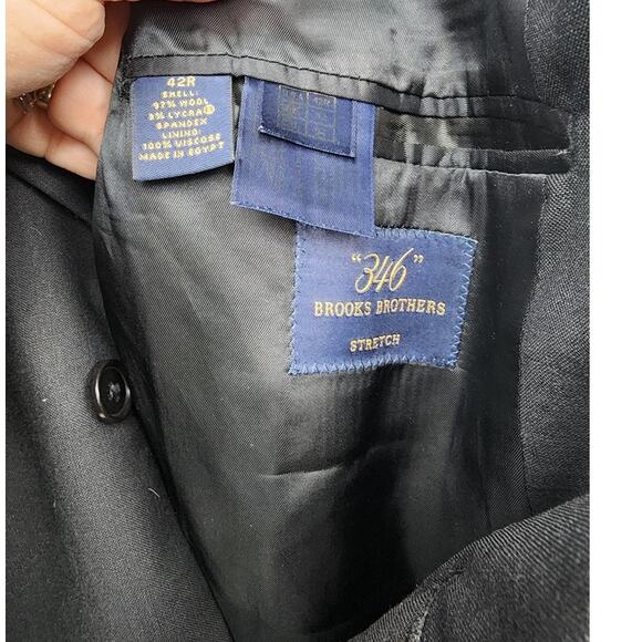 Men's Brooks Brothers 346 Wool Blend 2 Button Blazer 42R Black - Picture 8 of 9